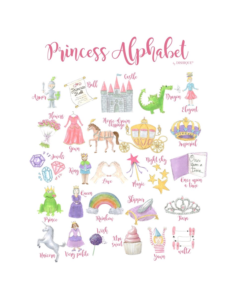 Princess Script Alphabet Princess Alphabet Wall Art – Dishique Kids
